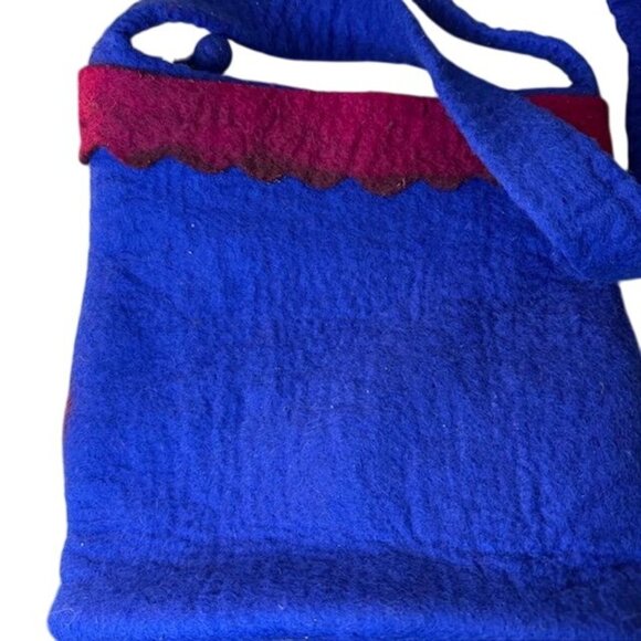 Handcrafted Wool Felt Shoulder Bag With Floral Design & Spiral Accents - Picture 6 of 9